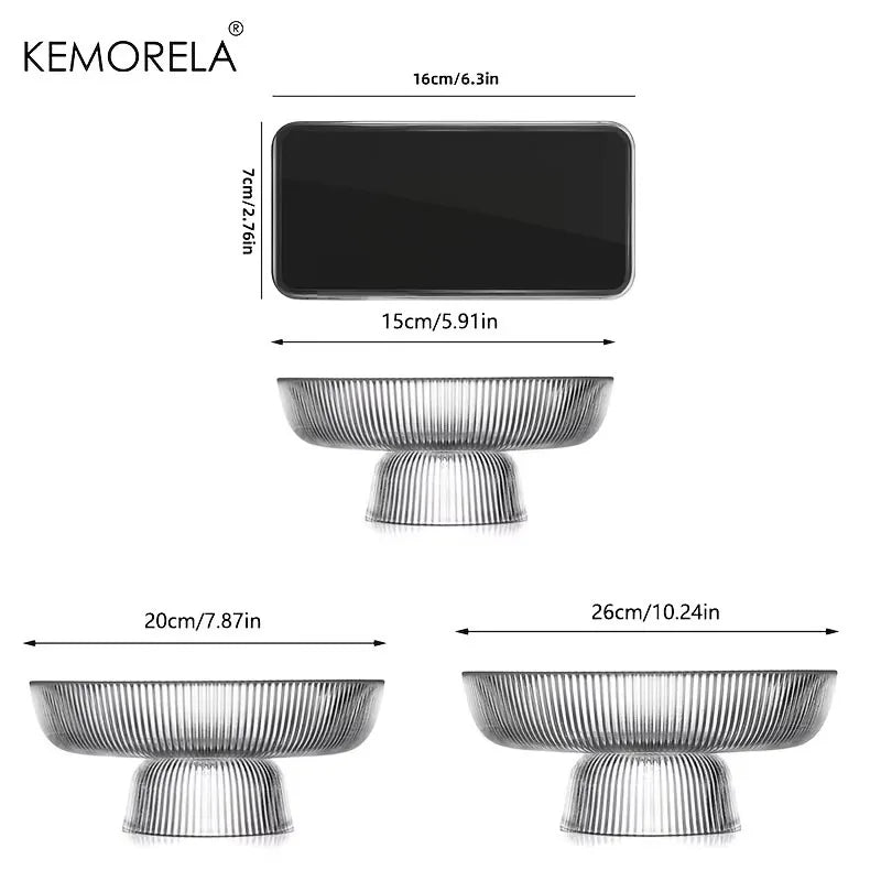 Ribbed Glass Footed Fruit Bowl