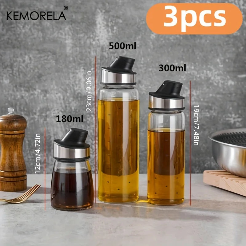 Glass Oil Dispenser Bottle with Auto-Flip Spout