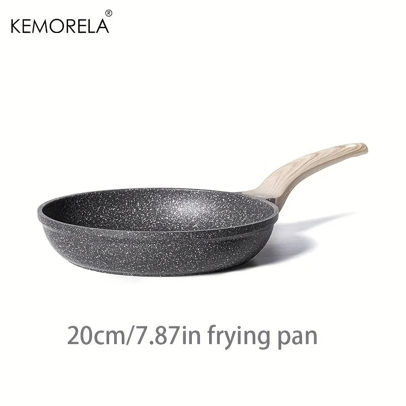 Granite-Coated Non-Stick Frying Pan with Wood-Effect Handle (20/24/28cm)
