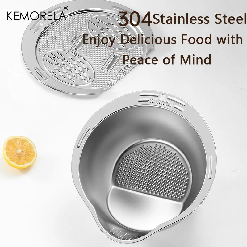 Stainless Steel Multi-Grater Bowl with 4 Grating Surfaces