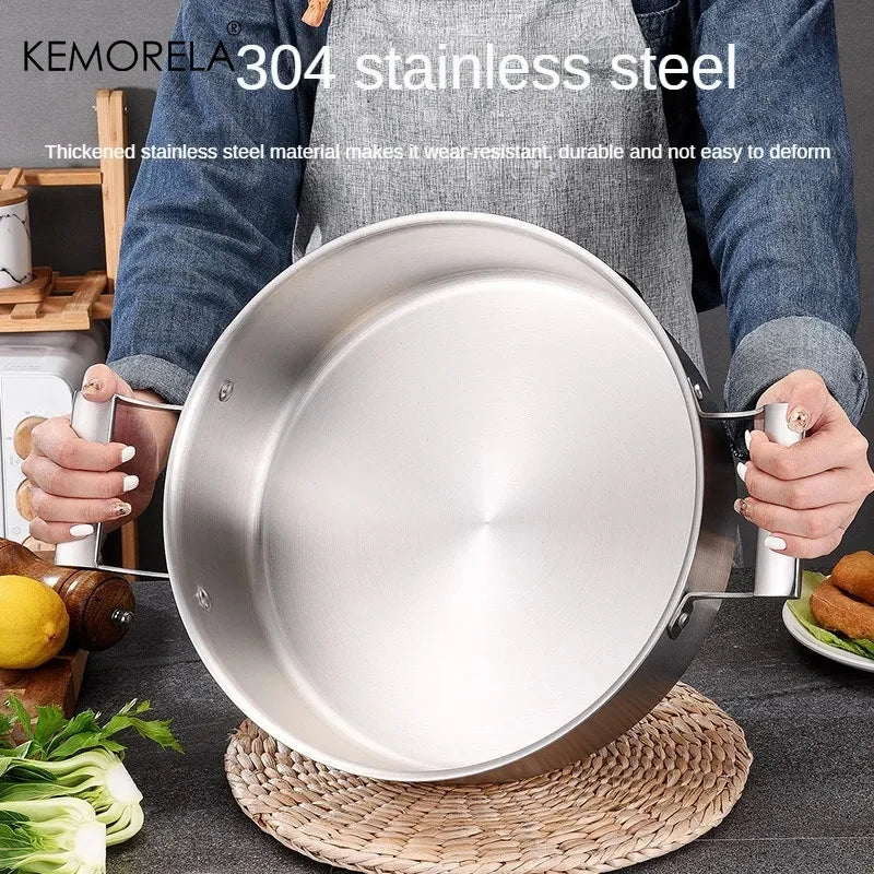 Stainless Steel Deep Cooking Pot with Glass Lid — All Hob Types