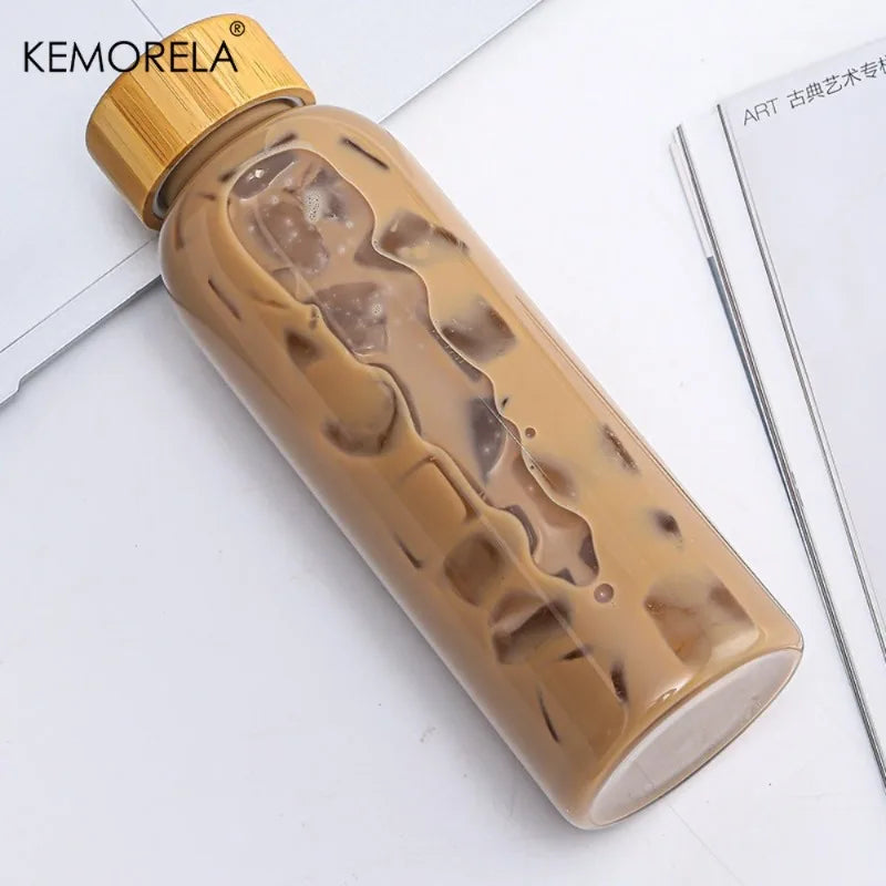 Glass Water Bottle with Bamboo Cap (2 & 4pcs)