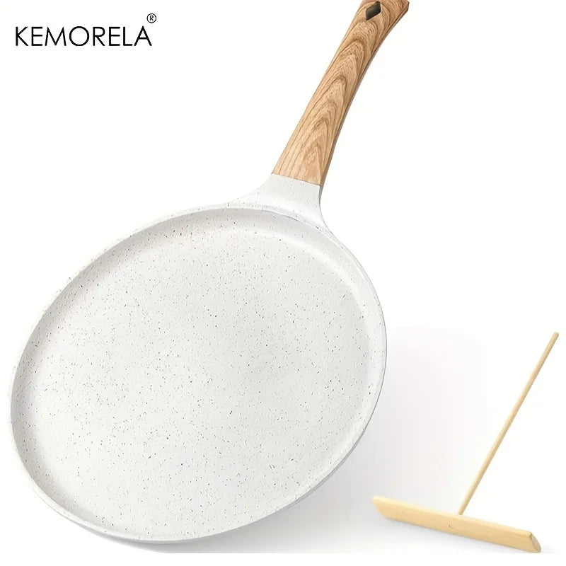 Marble-Look Non-Stick Crepe Pan with Wood Handle
