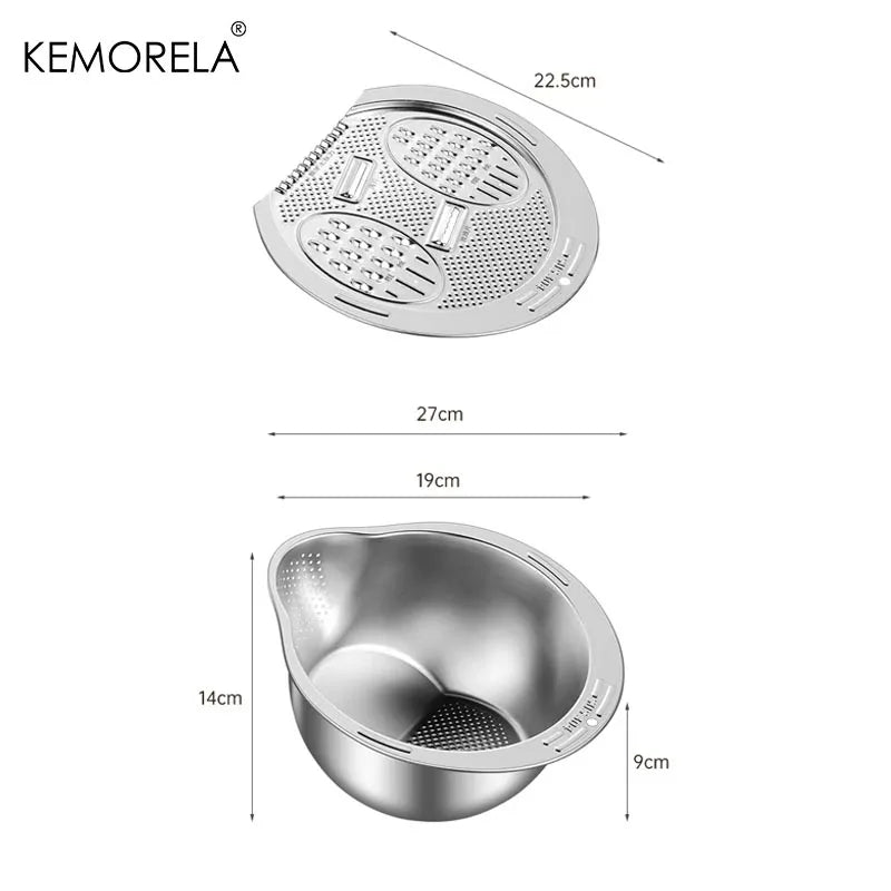 Stainless Steel Multi-Grater Bowl with 4 Grating Surfaces