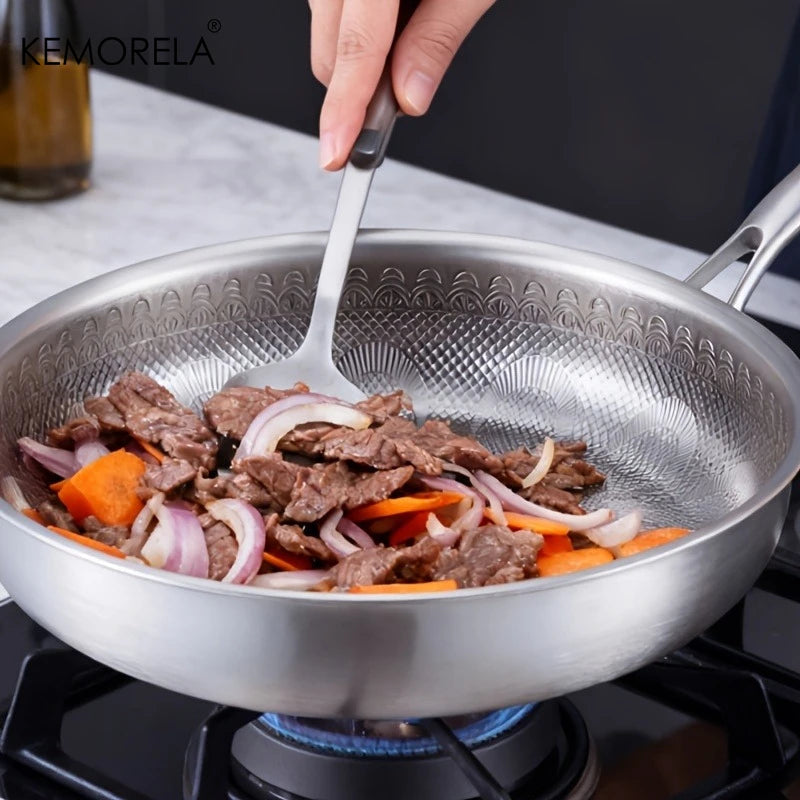Honeycomb Textured Stainless Steel Frying Pan (24/26/28/30cm)