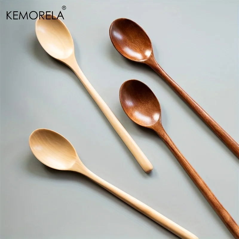 Long-Handle Wooden Spoons Set (4pcs)