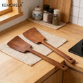 Solid Walnut Wood Spatula — Wide Turner for Wok & Frying Pan (2 Sizes)