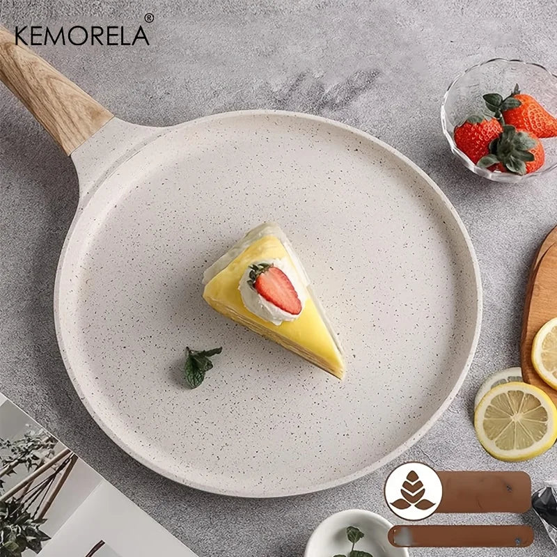 Marble-Look Non-Stick Crepe Pan with Wood Handle