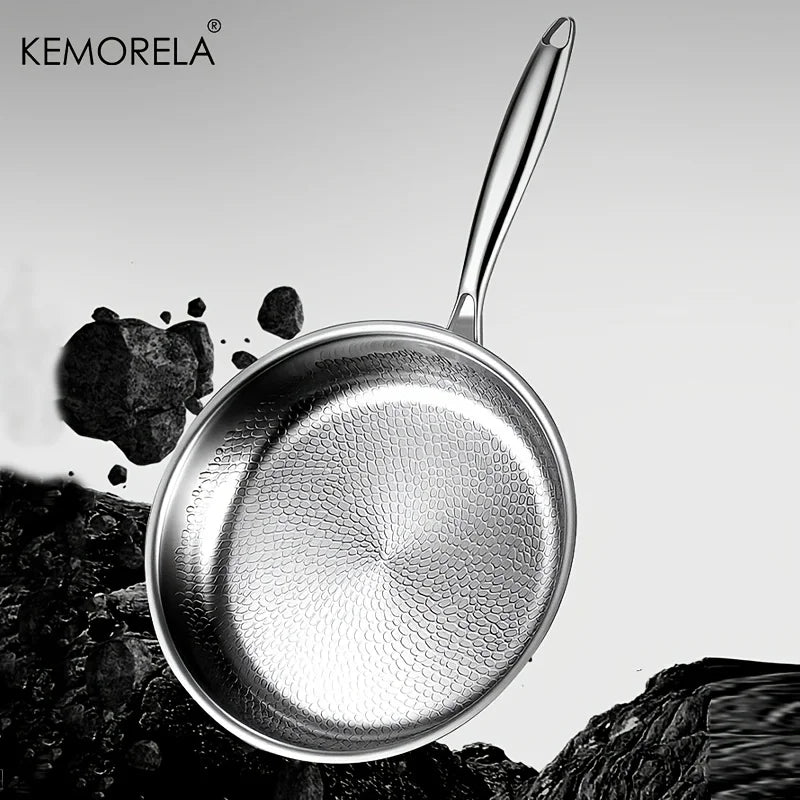 Hammered Stainless Steel Frying Pan