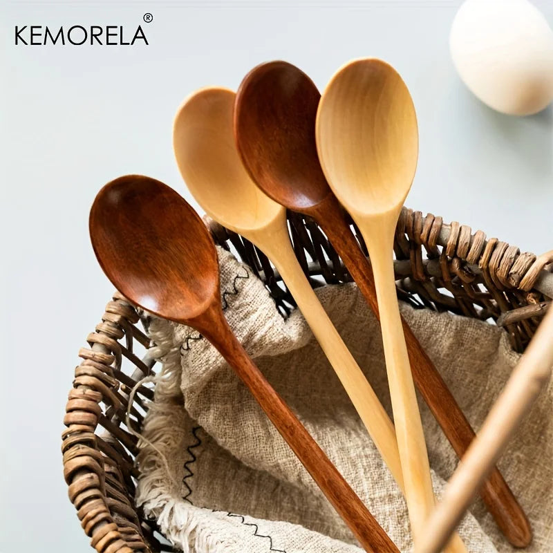 Long-Handle Wooden Spoons Set (4pcs)