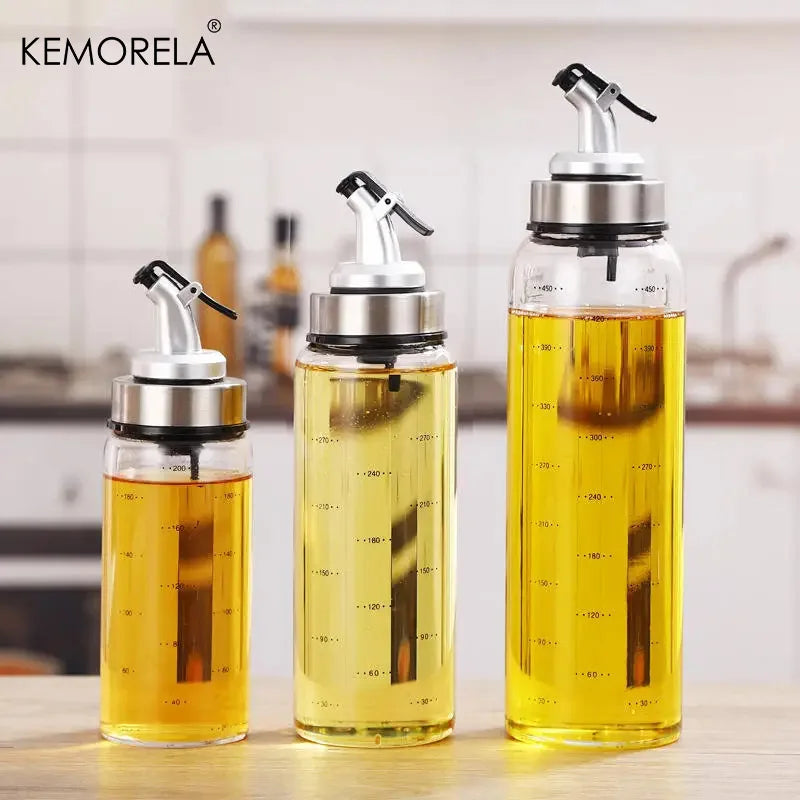 Glass Oil Dispenser Bottle with Measurement Scale
