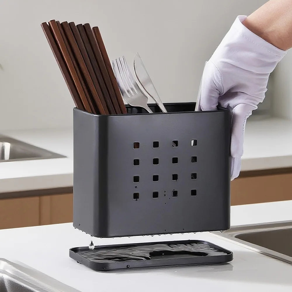 Utensil Holder with Drip Tray
