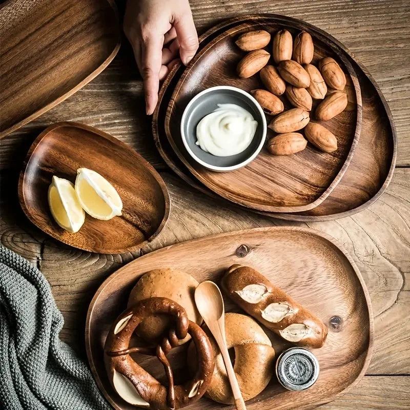 Solid Walnut Wood Oval Serving Tray (3 Sizes)