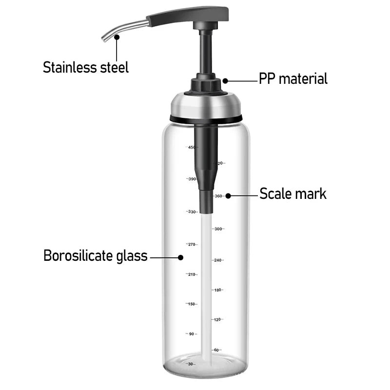 Glass Sauce Pump Dispenser Bottle