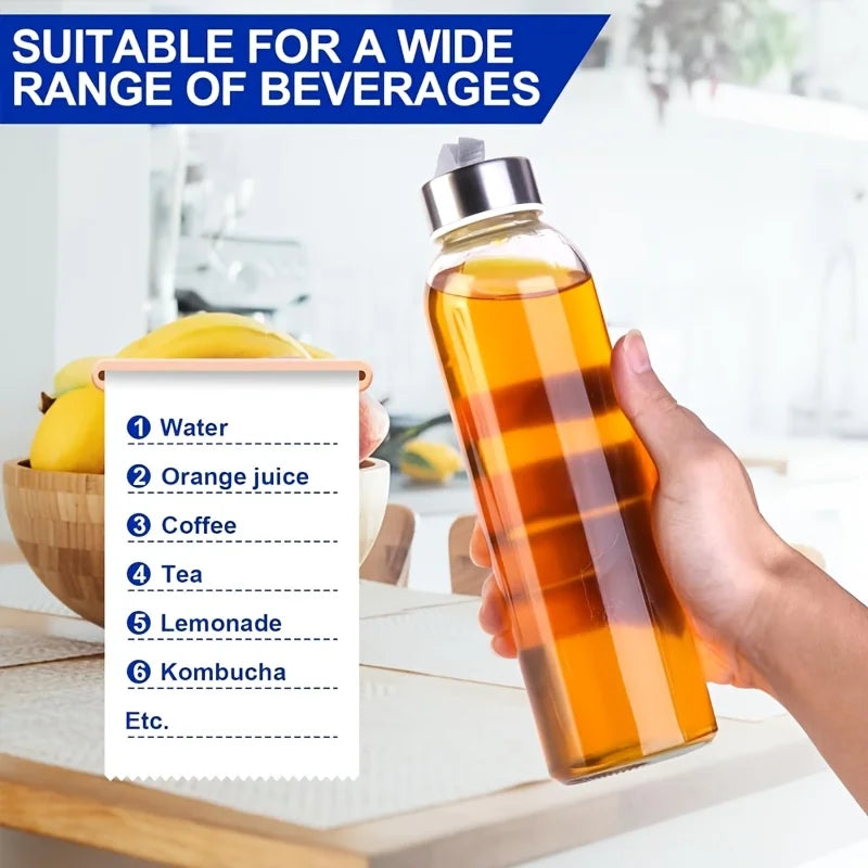 Glass Water Bottle with Cleaning Brush