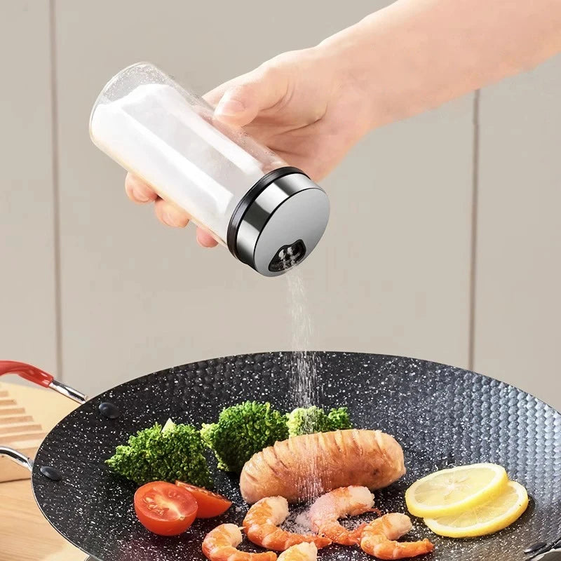 Glass Spice Jars with Flip-Top Stainless Steel Lids & Measurement Scale