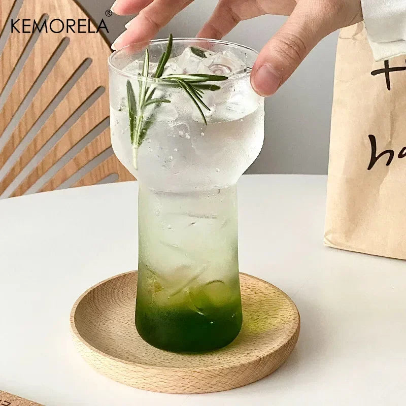 Gradient Tinted Glass Tumbler with Glass Straw (2pcs)
