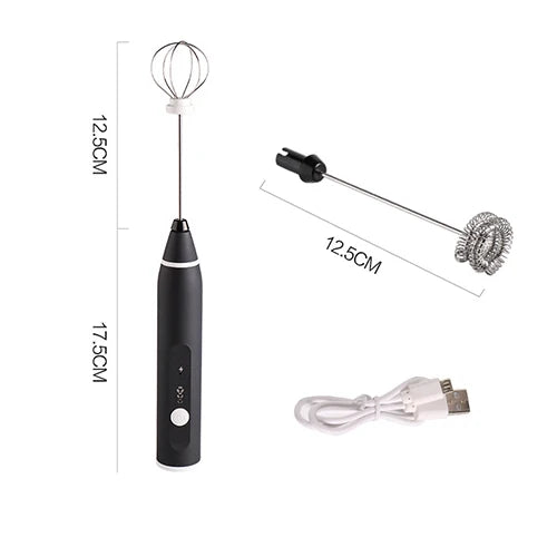 USB Rechargeable Electric Milk Frother with 3 Attachments